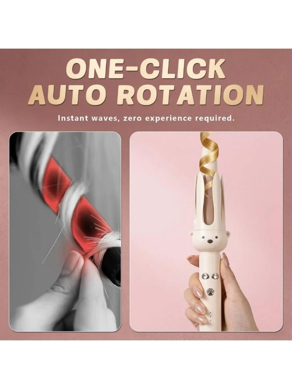 Automatic Rotating Curling Iron - 1.1 Inch Curling Wand for Beach Waves